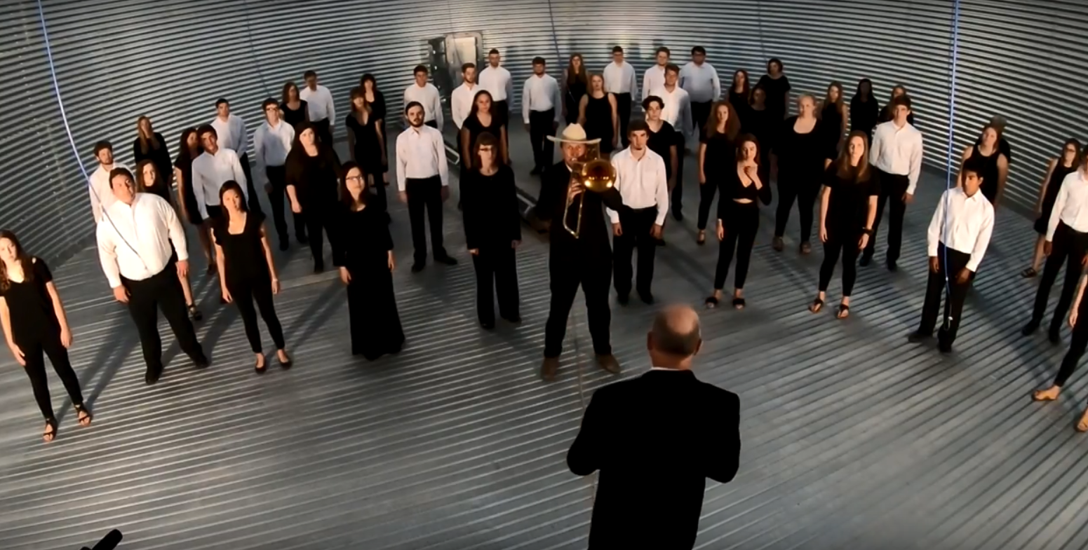 College choir sings in Farmer Derek's new grain bin | AGDAILY